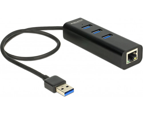 HUB USB Delock 3 USB 3.0 + port Gigabit LAN (62653)