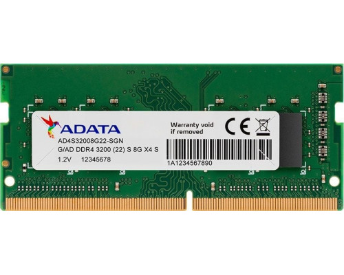 ADATA Premier, SODIMM, DDR4, 8 GB, 3200 MHz, CL22 (AD4S32008G22-SGN)